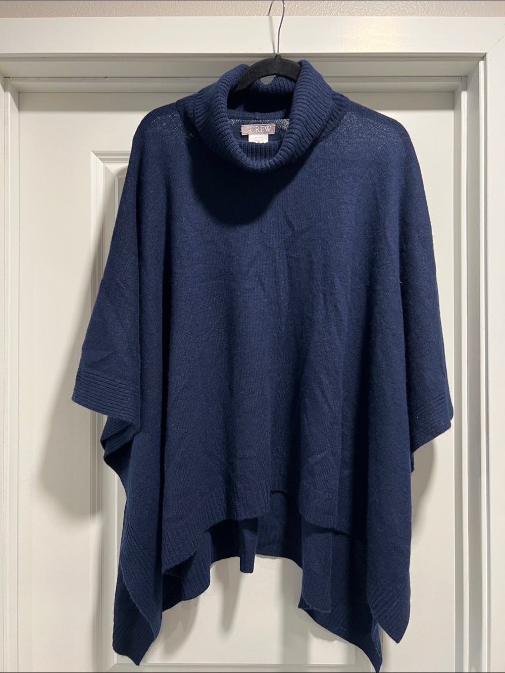 J. Crew Wool-cashmere blend turtleneck poncho in Navy NWOT